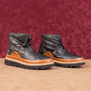 Ulla Johnson Women Black Brown Leather Front Lace Vibram Boots sz 9.5US EUR40